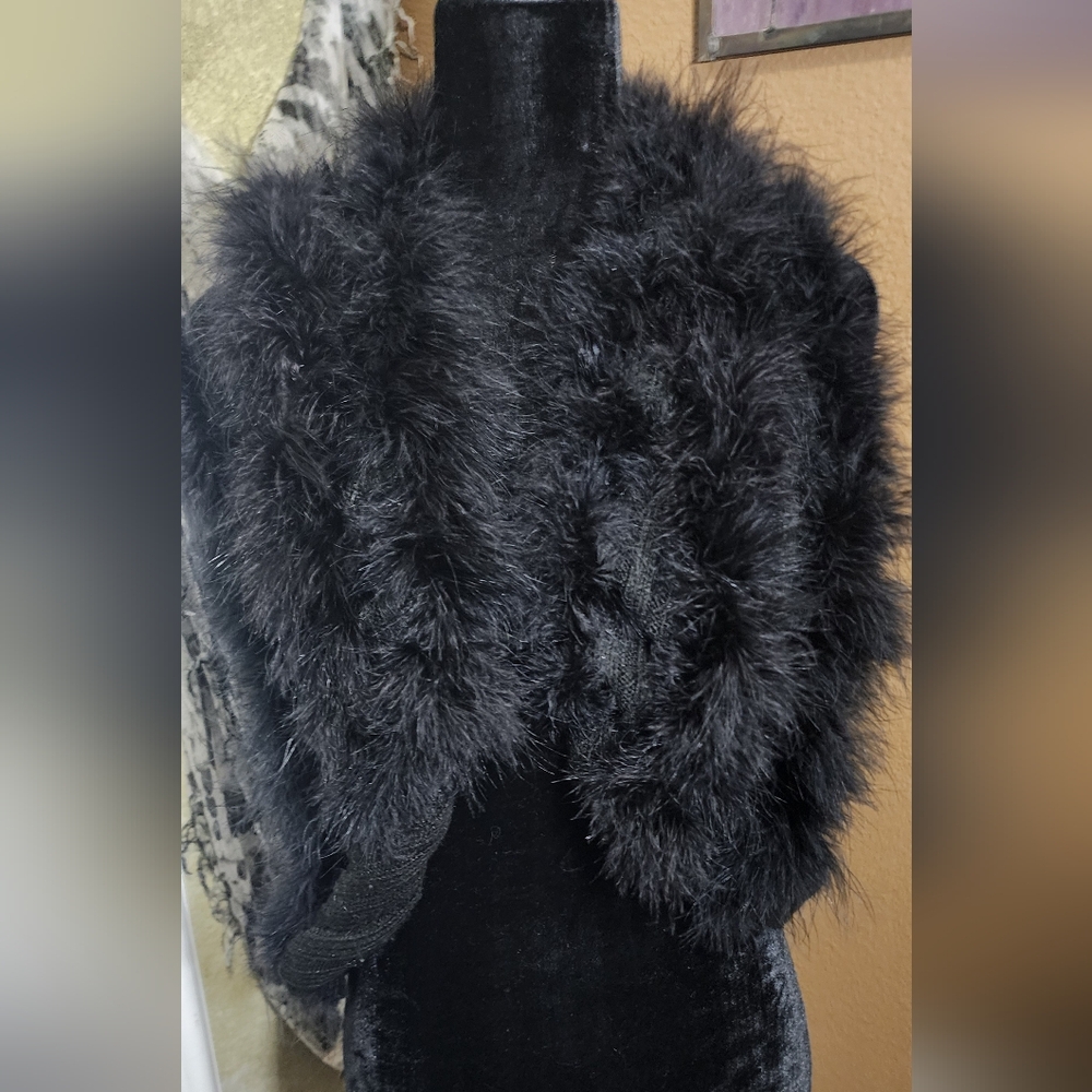 Chicos Black Feather Sweater ShrugSize 0S *See Description